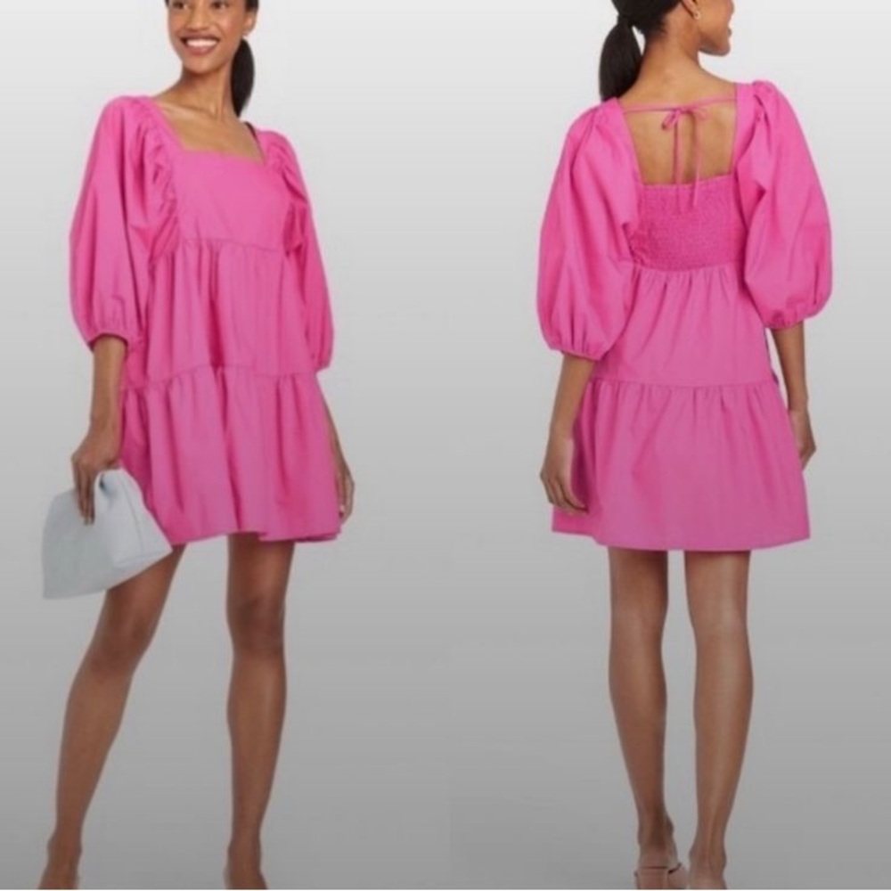 Pink Puff Sleeve Dress